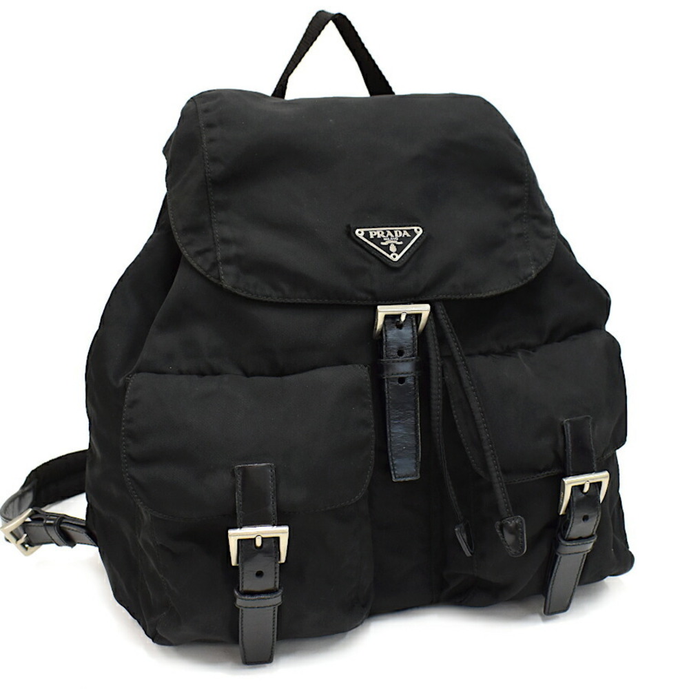 Prada Nylon Leather Backpack Rucksack Backpack Bl… - image 1